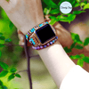 3 Wraps Apple Watch Bracelet Jaspe, Turquoise, Cristal & Cordon vegan