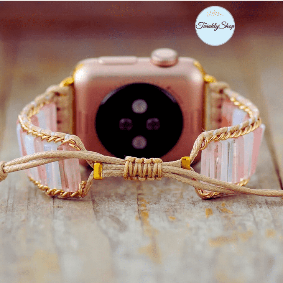 Bracelet Apple Watch Unisexe Quartz Rose & Blanc