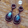 Boucles D'Oreilles  Labradorite et Améthyste