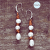 Boucles D'Oreilles Perles d'Eau Douce et Cuir