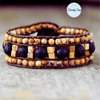 Bracelet Manchette Cuir Pierre de Lave et Jaspe