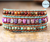 Wrap Bracelet, de 3 tours, tressé à la main en cuir Véritable et de Pierres Naturelles semi-précieuses & Fantaisies