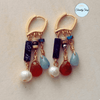 Boucles D'Oreilles Amazonite, Agate, Jaspe & Perle d'Eau Douce