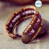 Bracelet  Manchette Cuir Jaspe Violet et Mix