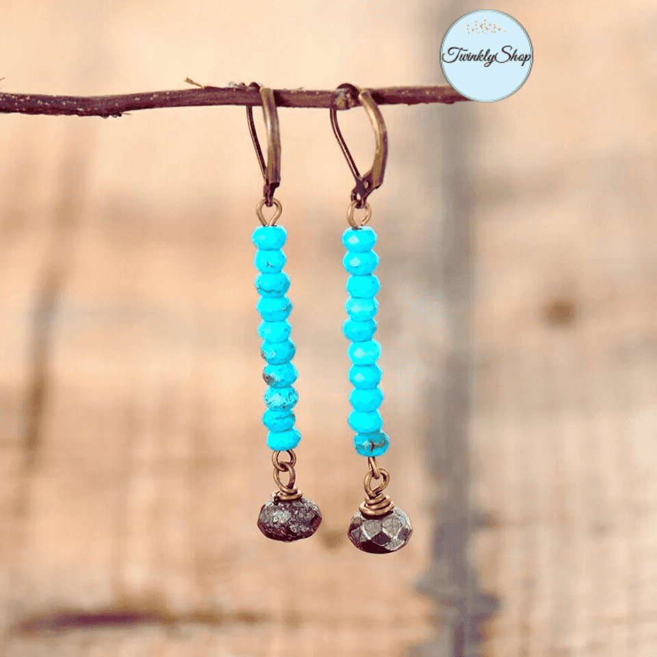 Boucles D'Oreilles Turquoise Labradorite