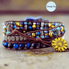 3 Wraps Bracelets en cuir Lapis Lazuli et Perles Fantaisies Cordon Vegan