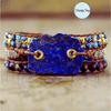 3 Wraps Bracelets en cuir Lapis Lazuli et Perles Fantaisies Cordon Vegan