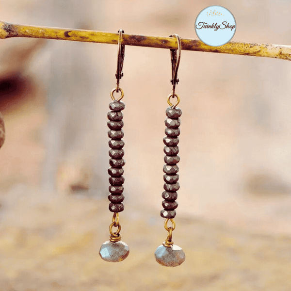 Boucles D'Oreilles Pyrite Labradorite