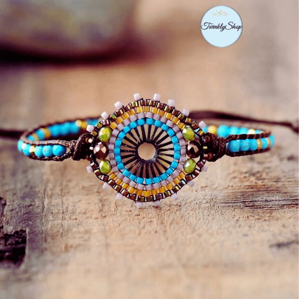 Bracelet Turquoise Perles Fantaisies et métalliques Cordon Vegan