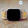 3 Wraps Apple Watch Bracelet Perles de coquillage, Cristal & Cordon vegan