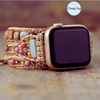 3 Wraps Apple Watch Bracelet Jaspe, Rhodonite & Cordon vegan