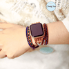 5 Wraps Apple Watch Bracelet Jade, Jaspe & Cordon Cuir