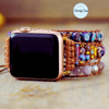 3 Wraps Apple Watch Bracelet Jaspe Violet & Cordon vegan