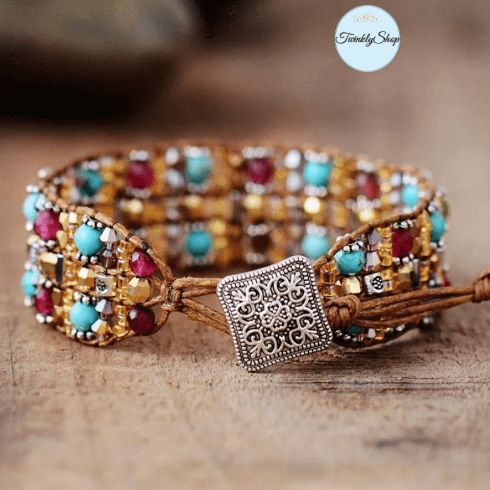 Bracelet Jaspe, Agate & Perles Fantaisies cordon ciré Vegan