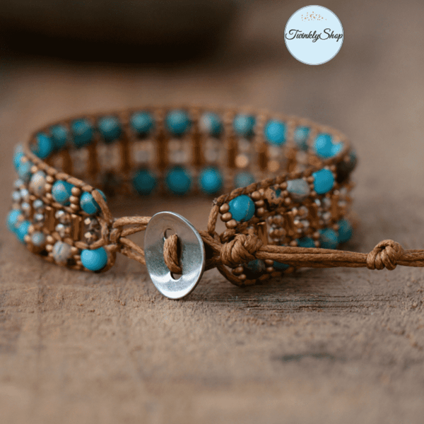 Bracelet Jaspe & Perles de Rocailles cordon ciré Vegan