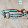 Bracelet Cuir Turquoise et Breloque