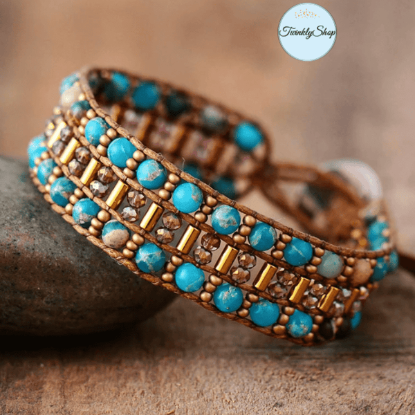 Bracelet Jaspe & Perles de Rocailles cordon ciré Vegan