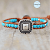 Bracelet Cuir Turquoise et Breloque