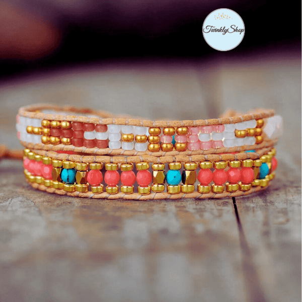 Bracelet Corail et Perles de Rocaille