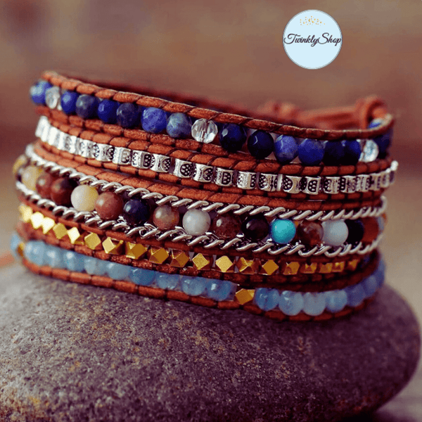 Bracelets Cuir Sodalite et mix de Pierres